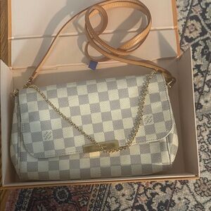 Louis Vuitton Chic Checkered Crossbody Bag with Chain Strap